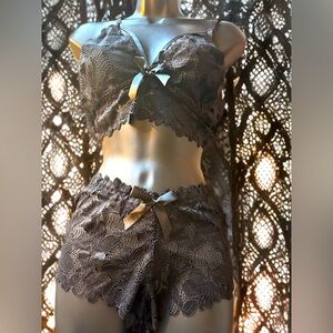 NEW WOMEN’S SEXY 2 PIECE LINGERIE SET BRALETTE AND BOYSHORT BOTTOM BLACK 3XL